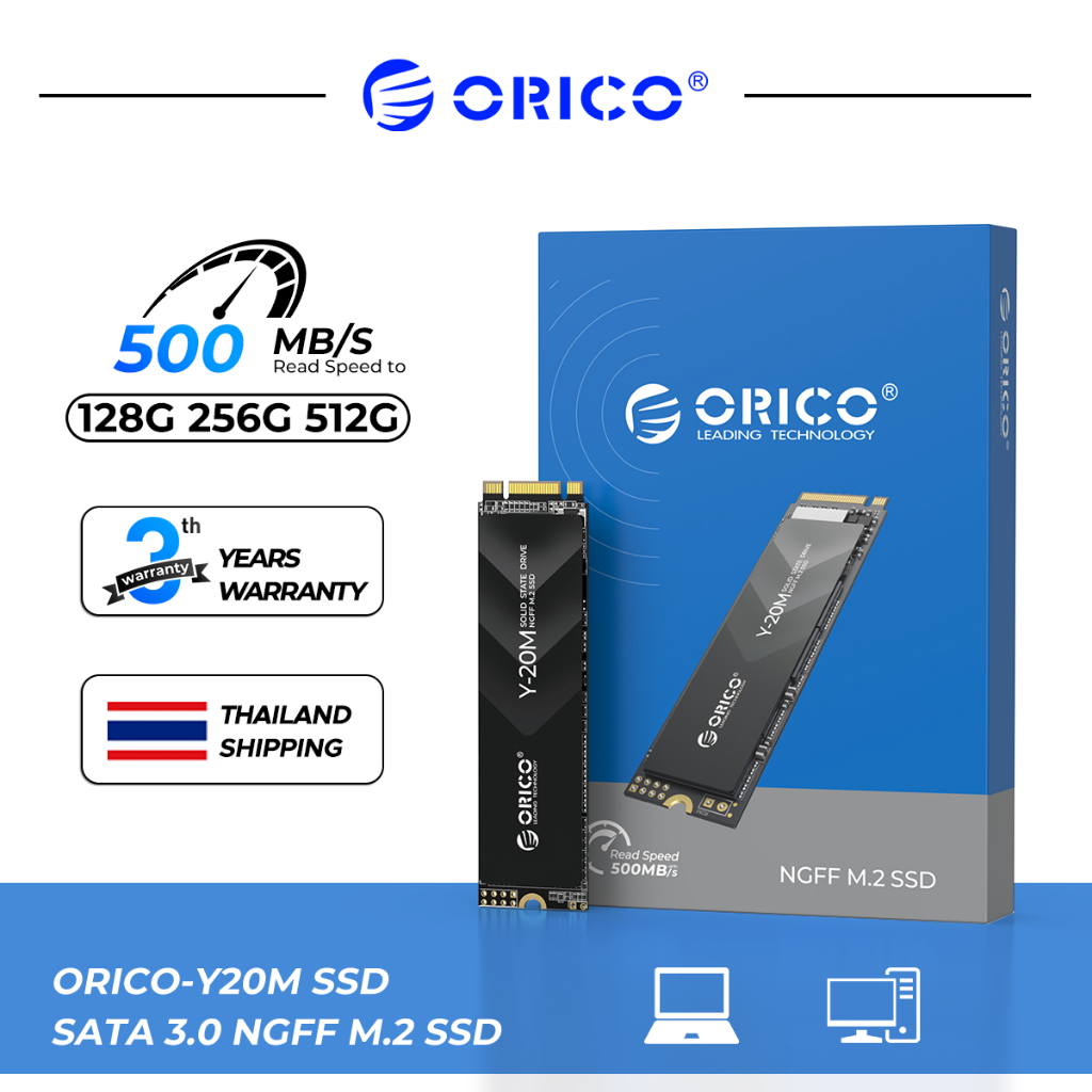 Orico M.2 Sata SSD 128GB 256GB 512GB M.2 Ngff SSD 500MB/S M.2 2280 Ngff Sata B & M Key Solid State Hard Drive สําหรับแล็ปท็อปเดสก์ท็อป (Y20M)