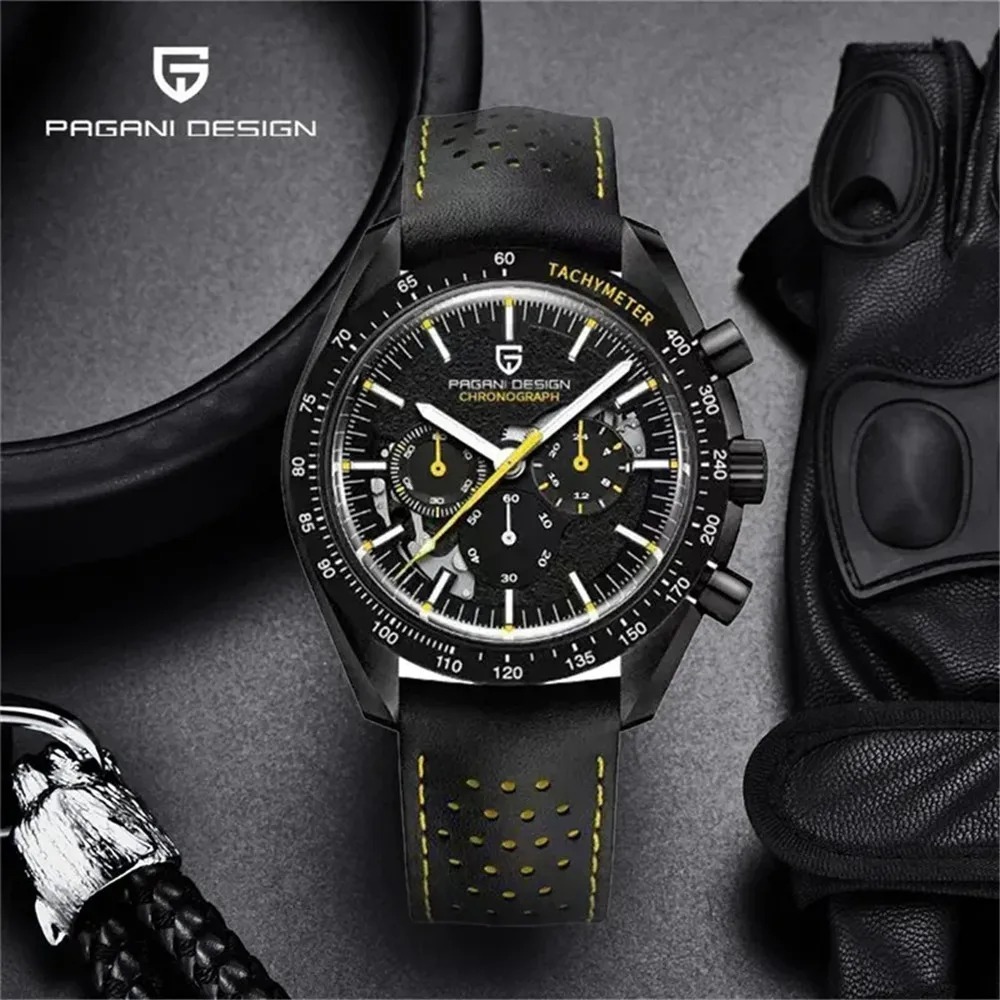 PAGANI DESIGN ต้นฉบับ 40 มิลลิเมตรผู้ชายนาฬิกาญี่ปุ่น TMI VK63 โครโนกราฟ AR แซฟไฟร์แก้วผู้ชายนาฬิกาควอตซ์ PD-1779