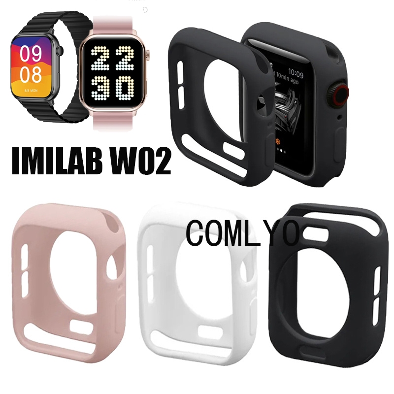 สําหรับ IMILAB W02 กรณีสมาร์ทนาฬิกาป้องกันกันชนครึ่งปกเชลล์ซิลิโคนนุ่มกรณีป้องกันหน้าจอฟิล์ม