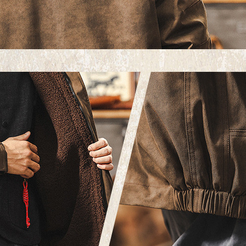 Merad Tie-Dye Retro Lamb ขนแกะผู้ชายฤดูหนาวผ้าฝ้ายหนาเสื้อแจ็คเก็ตผู้ชายกลางแจ้งทํางานเสื้อแจ็คเก็ตผ้าฝ้าย - รูปที่ 4