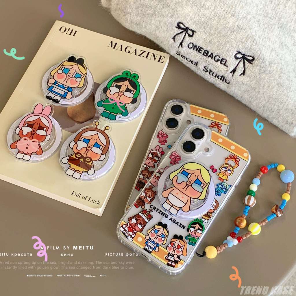 การ์ตูนน่ารักตุ๊กตาวงเล็บแม่เหล็กเคสโทรศัพท์สําหรับ ไอโฟน 16 15 14 13 12 11 มือโปร สูงสุด ป้องกันการตกฝาครอบใส ไอโฟน 16มือโปร ปลอก