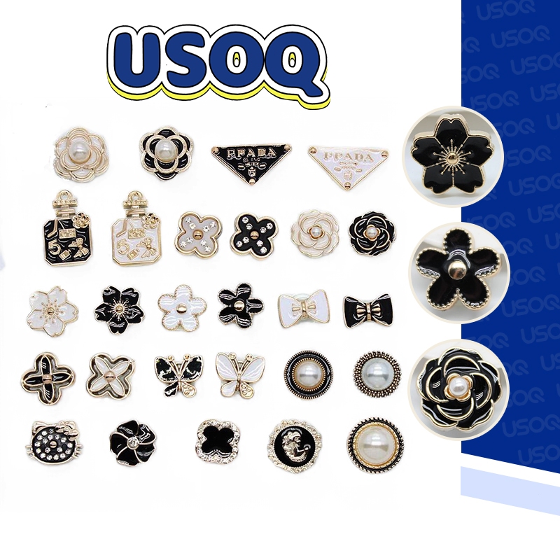 Usoq Crocs Jibbitz เรซิ่น Camellia Pearl ดอกไม้หยดน้ํามันผีเสื้อรองเท้าหัวเข็มขัด diy อุปกรณ์เสริมรองเท้าดอกไม้อุปกรณ์เสริม kj