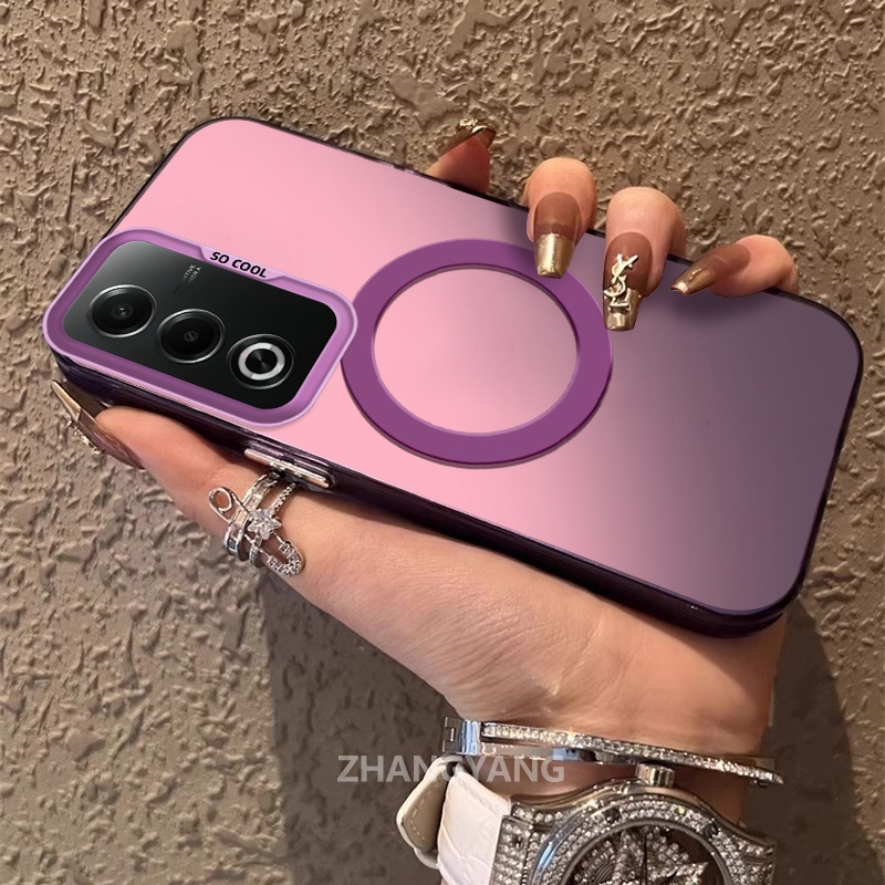 เคสสําหรับ OPPO A3 Pro 5G ซิลิโคนวัสดุเคลือบเคสโทรศัพท์ TPU ความงามการออกแบบใหม่ของแหวนดูดแม่เหล็กสําหรับโทรศัพท์มือถือ