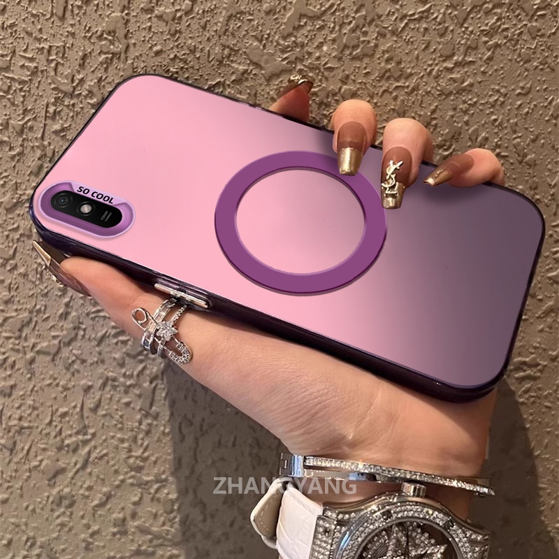 เคสสําหรับ Redmi 9A ซิลิโคนวัสดุเคลือบเคสโทรศัพท์ TPU ความงามการออกแบบใหม่ของแหวนดูดแม่เหล็กสําหรับโทรศัพท์มือถือ