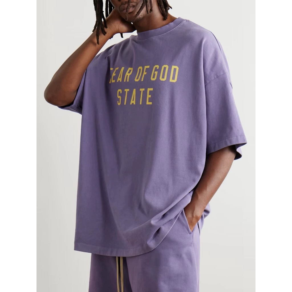 Fear OF GOD ใหม่แขนสั้น American High Street ฤดูร้อนคู่สไตล์เดียวกัน ESSENTIALS เสื้อยืดผ้าฝ้ายหนัก