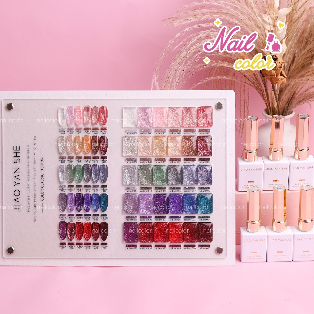 【พร้อมส่ง】 JYSชุด30สี (JIAO YAN SHE) สีเจลแฟลชกลิตเตอร์ แพลตติมันแฟลช+ประกายออโรร่า กากเพชรชัด แน่น สีเจล ยกเซต เซตสีเจล สีแฟลชสีเจล