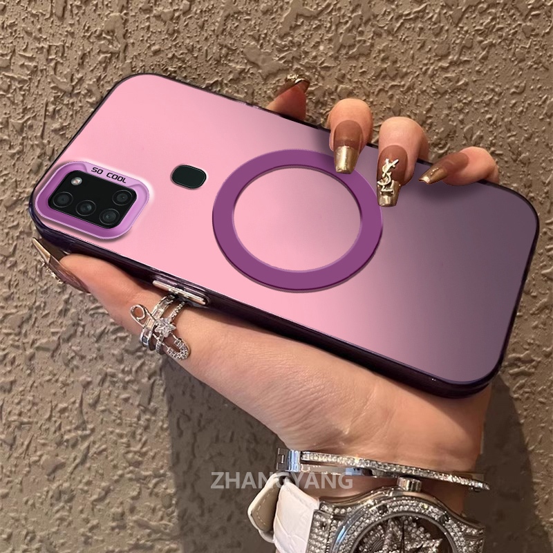 เคสสําหรับ Samsung A21S M31 ซิลิโคนวัสดุเคลือบเคสโทรศัพท์ TPU ความงามการออกแบบใหม่ของแหวนดูดแม่เหล็กสําหรับโทรศัพท์มือถือ