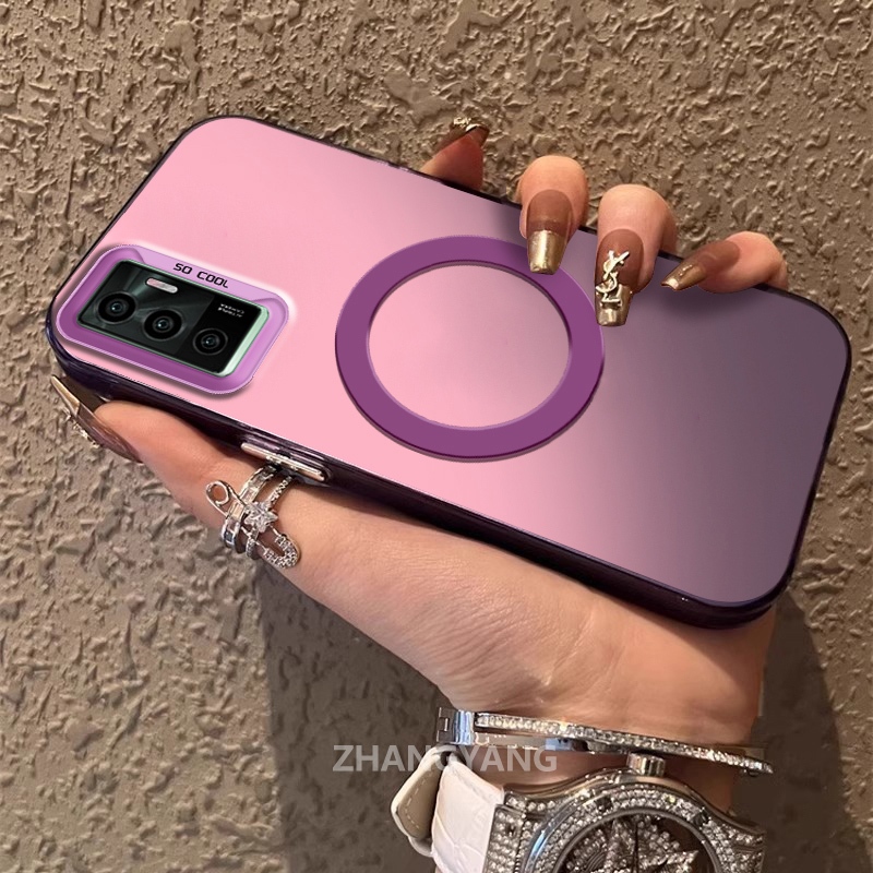 เคสสําหรับ VIVO V23E 5G ซิลิโคนวัสดุเคลือบเคสโทรศัพท์ TPU ความงามการออกแบบใหม่ของแหวนดูดแม่เหล็กสําหรับโทรศัพท์มือถือ
