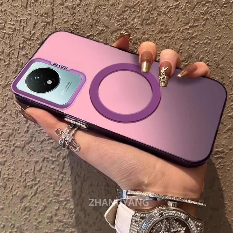 เคสสําหรับ vivo Y02 Y02A Y02T ซิลิโคนวัสดุเคลือบเคสโทรศัพท์ TPU ความงามการออกแบบใหม่ของแหวนดูดแม่เหล็กสําหรับโทรศัพท์มือถือ
