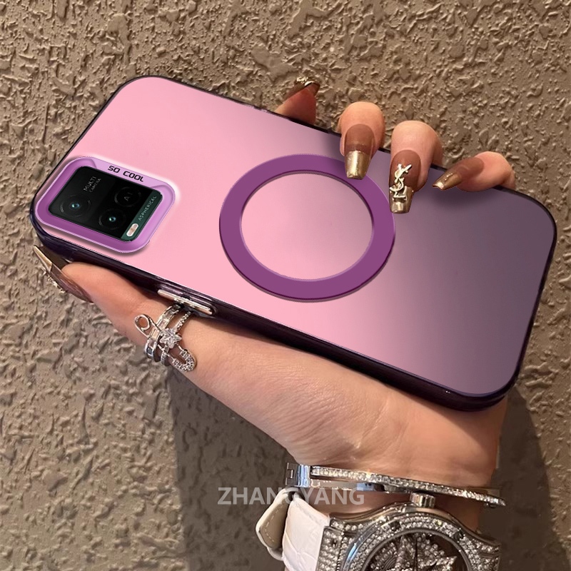 สําหรับ vivo Y21 Y21s Y33s 4G Y21a Y21t ซิลิโคนวัสดุเคลือบเคสโทรศัพท์ TPU ความงามการออกแบบใหม่ของแหวนดูดแม่เหล็กสําหรับโทรศัพท์มือถือ