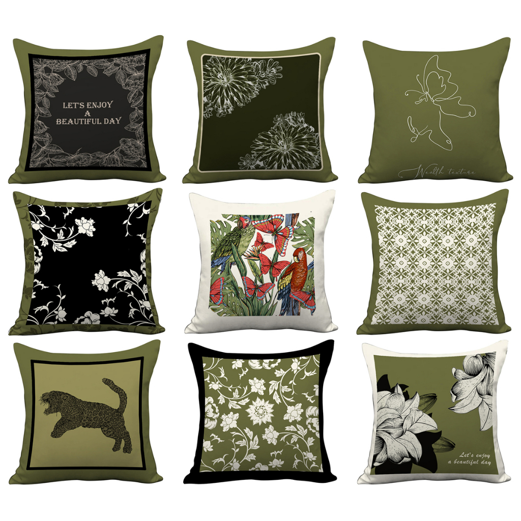 <COD>เคสหมอน Green Luxury Flowers cotton 7070.6060.5050.454.4040.นอร์ดิกตกแต่งบ้านห้องนั่งเล่นโซฟาเบาะปก.แคนติกนุ่มผ้าคลุมเตียงหมอนข้าง.