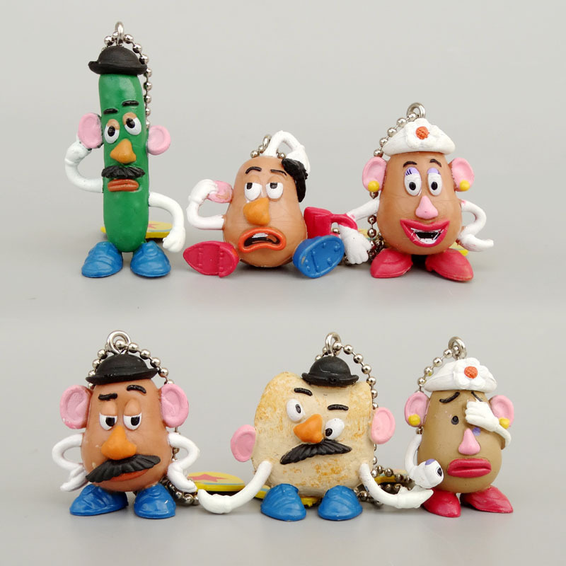 6 ชิ้น 3 ซม.-4 ซม. Hasbro Mr Mr Mrs Potato Head Action Figure พวงกุญแจจี้พืชประกอบของเล่น Story การ์ตูนตุ๊กตาคอลเลกชันเด็กของขวัญวันเกิดเครื่องประดับ