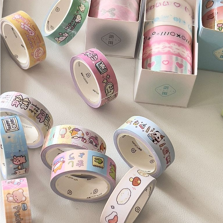 โอยา | 5 ม้วน/กล่อง Fine Flash เทปน่ารักน่ารักสิ่งที่ Washi เทปชุด diy Photocard Border สติกเกอร์ตกแต่งคู่มือไดอารี่สติกเกอร์เทป