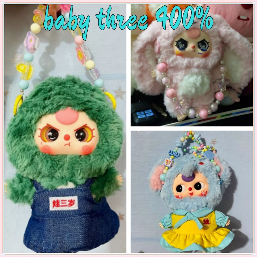 baby three 400%/popmart พวงกุญแจ จี้โบว์ ประดับลูกปัด หลากสี สําหรับตกแต่งกระเป๋า โทรศัพท์