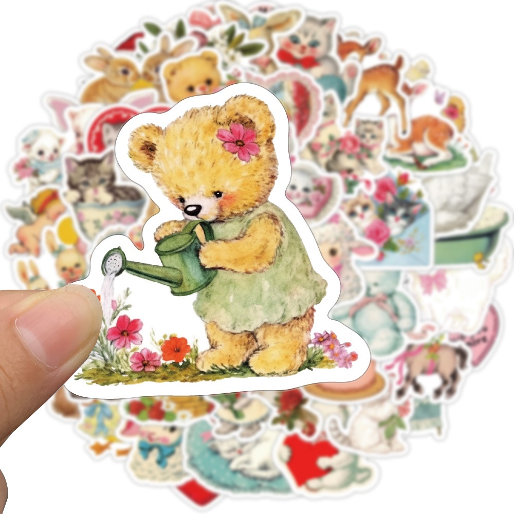 [สติ๊กเกอร์ขนาดใหญ่]50ชิ้นสัตว์วินเทจสติ๊กเกอร์ช่างคลิปความงาม ทําเอง แล็ปท็อปโทรศัพท์ขวดกระเป๋าเดินทางกันน้ํากราฟฟิตีไวนิลสติกเกอ