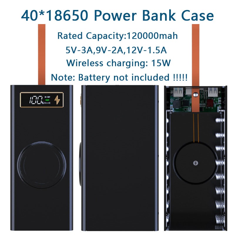 C40 40*18650 ไฟฉายแบตเตอรี่กล่องชาร์จผู้ถือ DIY Shell กรณี Dual USB 40x18650 แบตเตอรี่ Shell จัดเก็บจัดระเบียบ