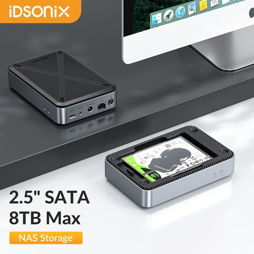 Idsonix 2.5NAS อุปกรณ์จัดเก็บข้อมูลเครือข่าย,รองรับ HDD SATA 2.5 นิ้ว/SDD CPU ARM Quad-Core Cortex-A
