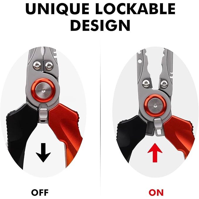 TRUSCEND คีมตกปลาล็อคได้ 8 นิ้ว กันสนิมเกรดสูง พร้อมใบมีดตัดสาย Mo-V อุปกรณ์ตกปลา multifunction พกพาง่าย ของแท้100% Lockable Handy Fishing Pliers, Corrosion Saltwater Resistant Teflon Coated Fishing Tool, Multi-Function Fishing Gear with Mo-V Cutter - รูปที่ 4