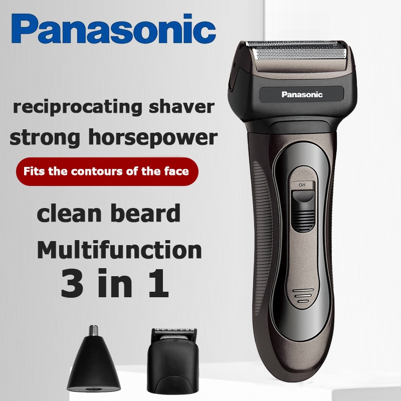 Panasonic ที่โกนหวดไฟฟ้า เครื่องโกนหนวดมัลติฟังก์ชั่น เครื่องโกนหนวดแบบลูกสูบ 3 in 1 ปิดเรียบ