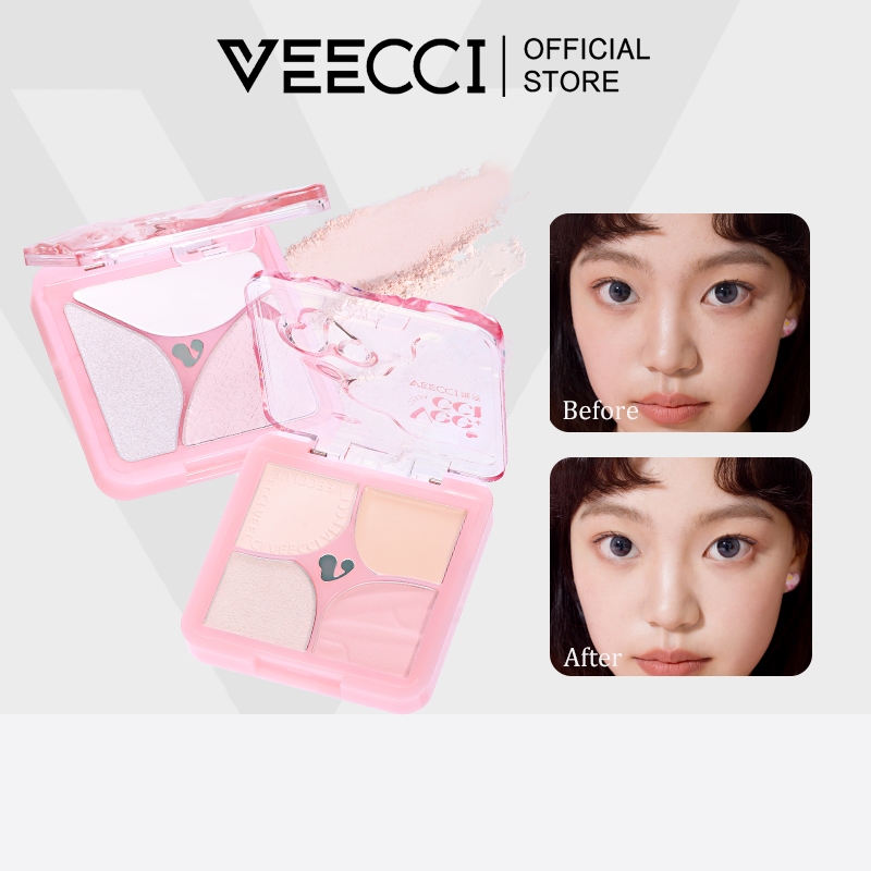 VEECCI ไฮไลท์ พาเลทไฮไลท์  3 in 1ไฮไลท์แมท ประกายมุก กระจ่างใส สีผิว อเนกประสงค์ กันน้ำ 7.5g