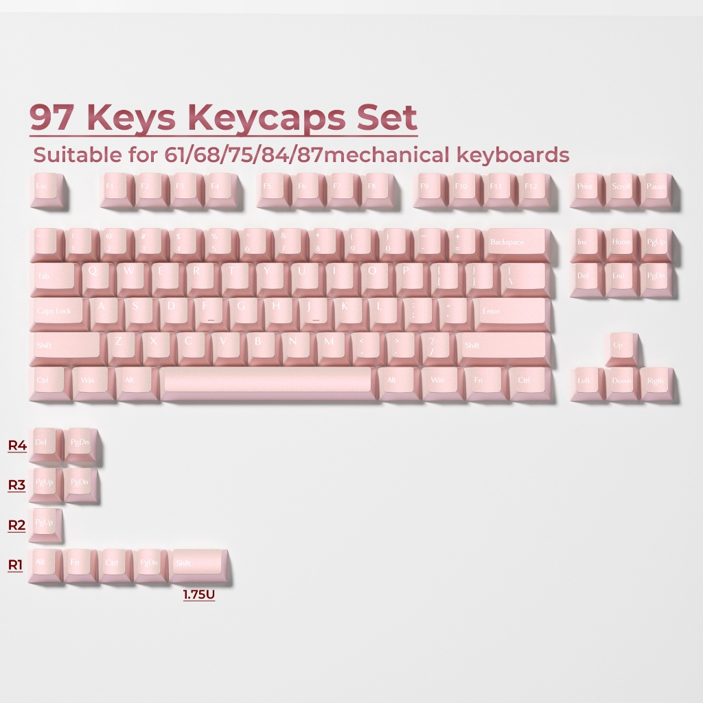 XVX Silver Pearl Tears Cherry Profile 5 ด้าน Dye-Sub PBT Keycap Set (97-Key)