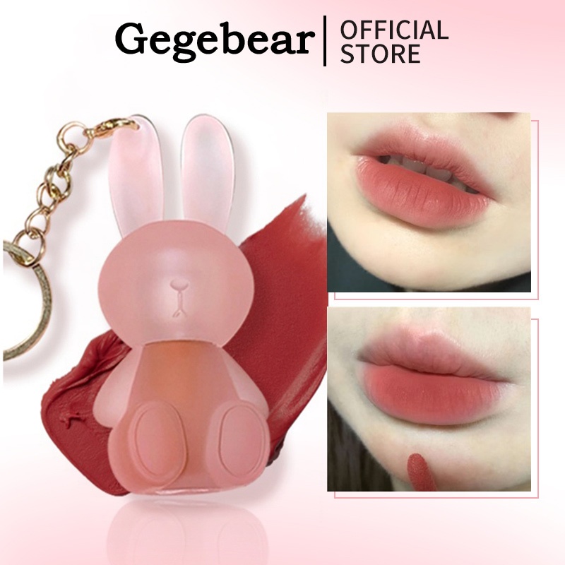 Gegebear ลิปสติกด้าน ลิปสติกกระต่าย Matte lip gloss กันน้ํา ล็อคสีติดทนนาน ลิปสติก ลิปทินท์เนื้อนุ่ม สัมผัสเบาสบาย