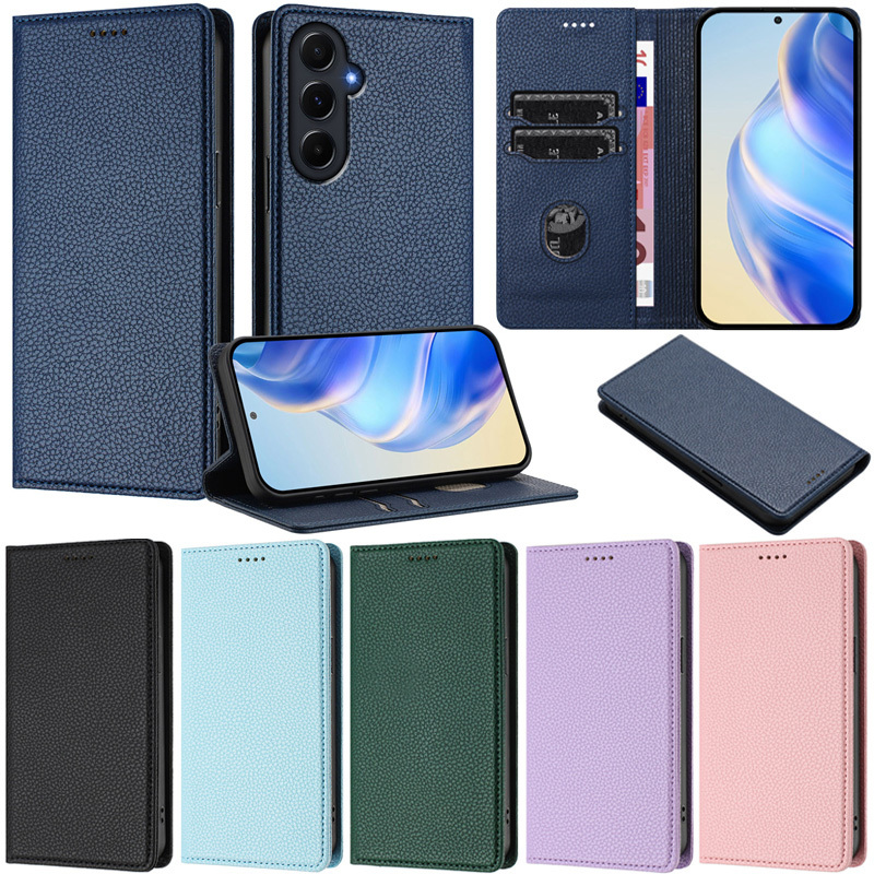SAMSUNG หรูหราสําหรับsamsung Galaxy A55 A54 A53 A73 A52 A72 A51 A71 A42 A41 A52S 5G A52 A72 4G Laitchi Bookกระเป๋าสตางค์หนังPUช่องเสียบการ์ดผิวป้องกันพลิกกรณี