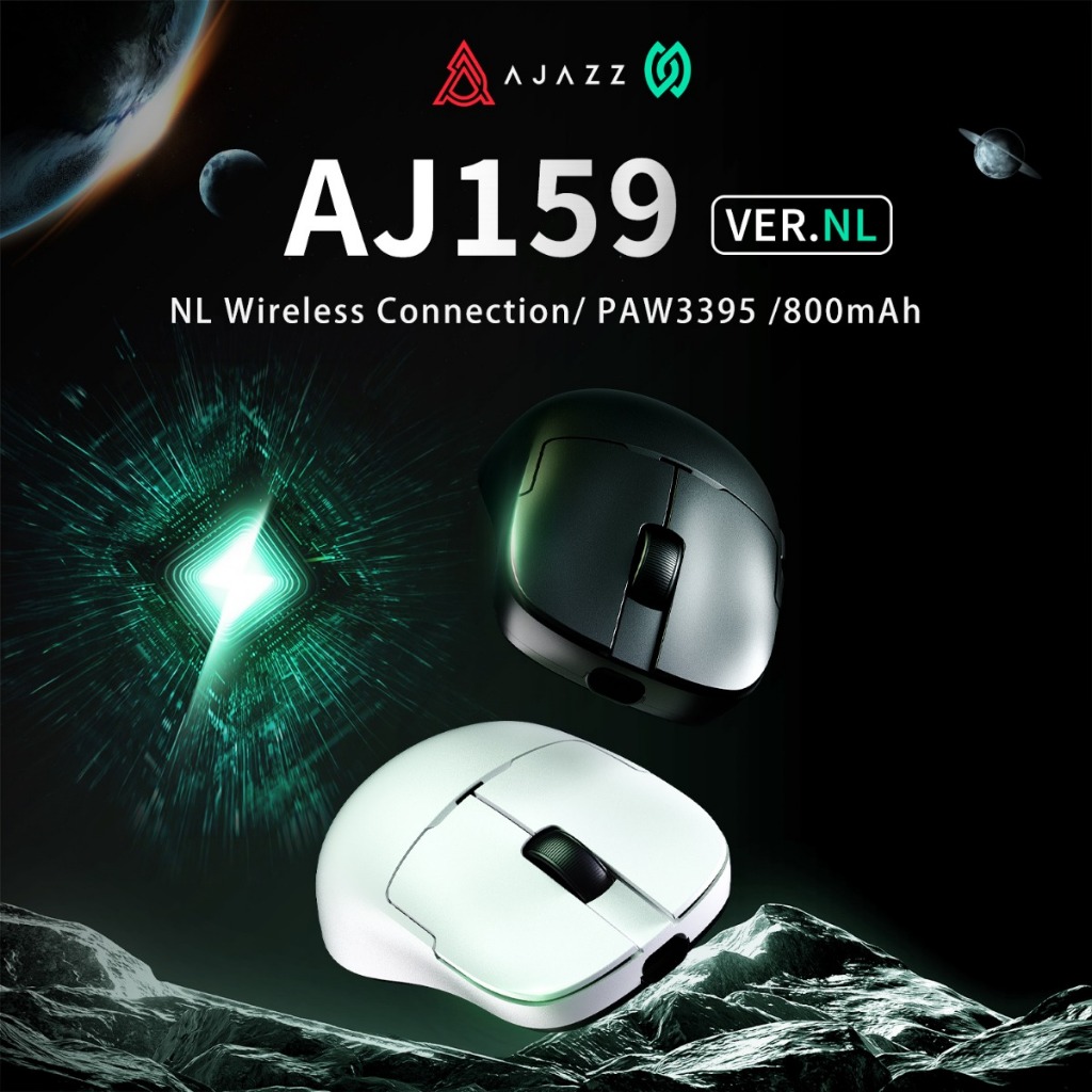 AJAZZ AJ159 NL P เมาส์สําหรับเล่นเกม Tri-mode Near Link Paw3395 Sensor Ergonomics E-sports Office ที