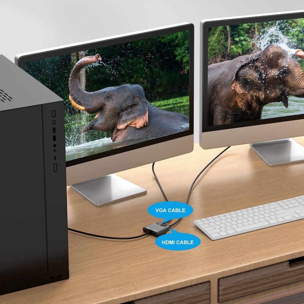 อะแดปเตอร์ VGA เป็น HDMI VGA Dual Display Splitter Converter พร้อมเสียงสําหรับ PS3/4 HDTV Monitor โปรเจคเตอร์ PC แล็ปท็อป TV-Box