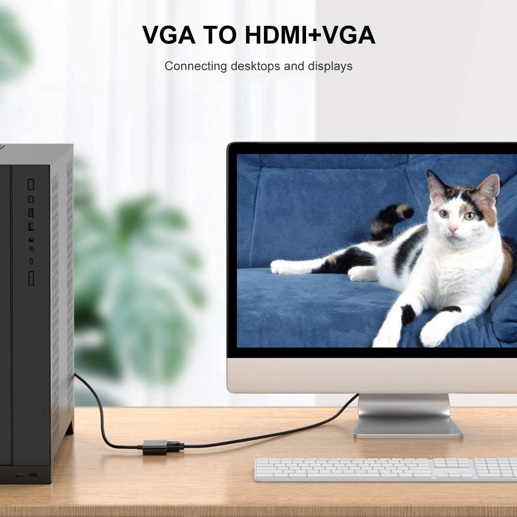 อะแดปเตอร์ VGA เป็น HDMI VGA Dual Display Splitter Converter พร้อมเสียงสําหรับ PS3/4 HDTV Monitor โปรเจคเตอร์ PC แล็ปท็อป TV-Box