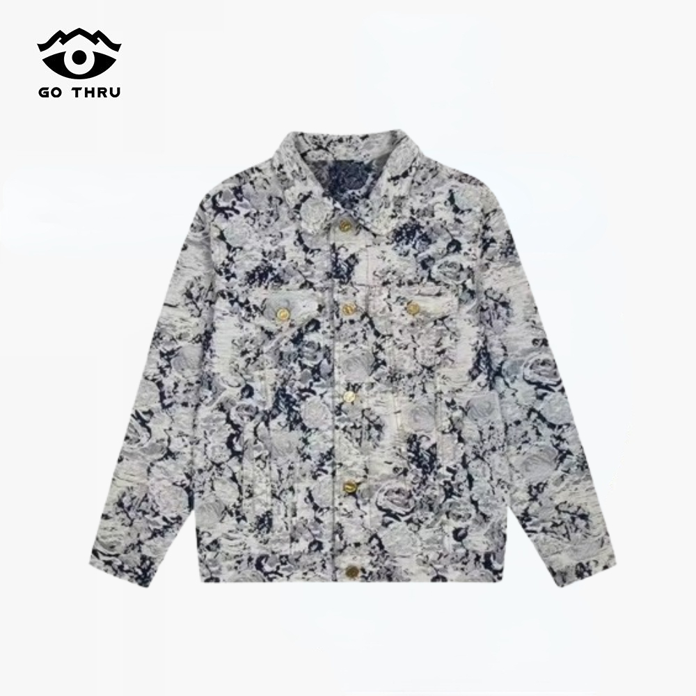 Mensway เสื้อแจ็คเก็ตผู้ชายเทรนด์ใหม่ jacquard ย้อนยุคความรู้สึกการออกแบบเฉพาะหลวมแจ็คเก็ตยีนส์ทุกการแข่งขัน