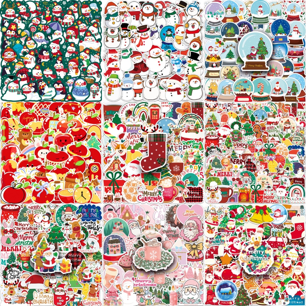 ใหม่ 50/100pcs ธีมคริสต์มาส Santa Claus สติกเกอร์สําหรับแล็ปท็อป/โทรศัพท์/หมวกกันน็อก/มอเตอร์/รถ DIY Creative Graffiti Home Decal สติกเกอร์กันน้ํา