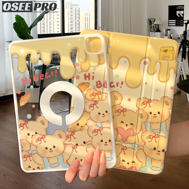Osee Pro เคส ipad สามในหนึ่งเดียว 720° แม่เหล็กหมุน ขาตั้งพิมพ์กรณีสําหรับ iPad pro 13 เคสไอแพดโปร11 นิ้ว Air 13 นิ้ว เคส ipad air 4 เคสไอแพด air 5 ไอแพด air 6 (2020/2022/2024) ipad gen7 เคสไอแพด gen 8 ไอแพด gen 9 เคสไอแพด gen 10 mini 6 mini 7 กรณีป้องก