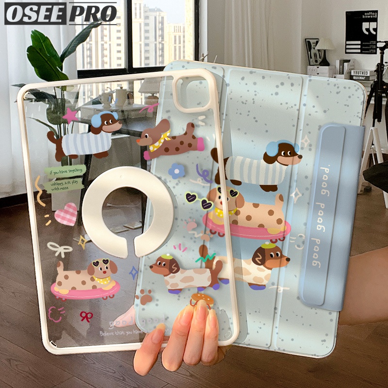 Osee pro เคส iPad แม่เหล็กที่ถอดออกได้ หมุนได้ และปรับอะคริลิคเคสแบบรวมทุกอย่างสําหรับ iPad pro 13 Pro 12.9 inch pro 2 3 4 5 11 นิ้ว ไอแพด air 13 นิ้ว Air 4 Air 5 Air 6 Air 7 M2/M3(2020/2022/2024/2025) ipad gen 7 8 9 ไอแพด gen 10 gen 11 mini 6 7 กรณี