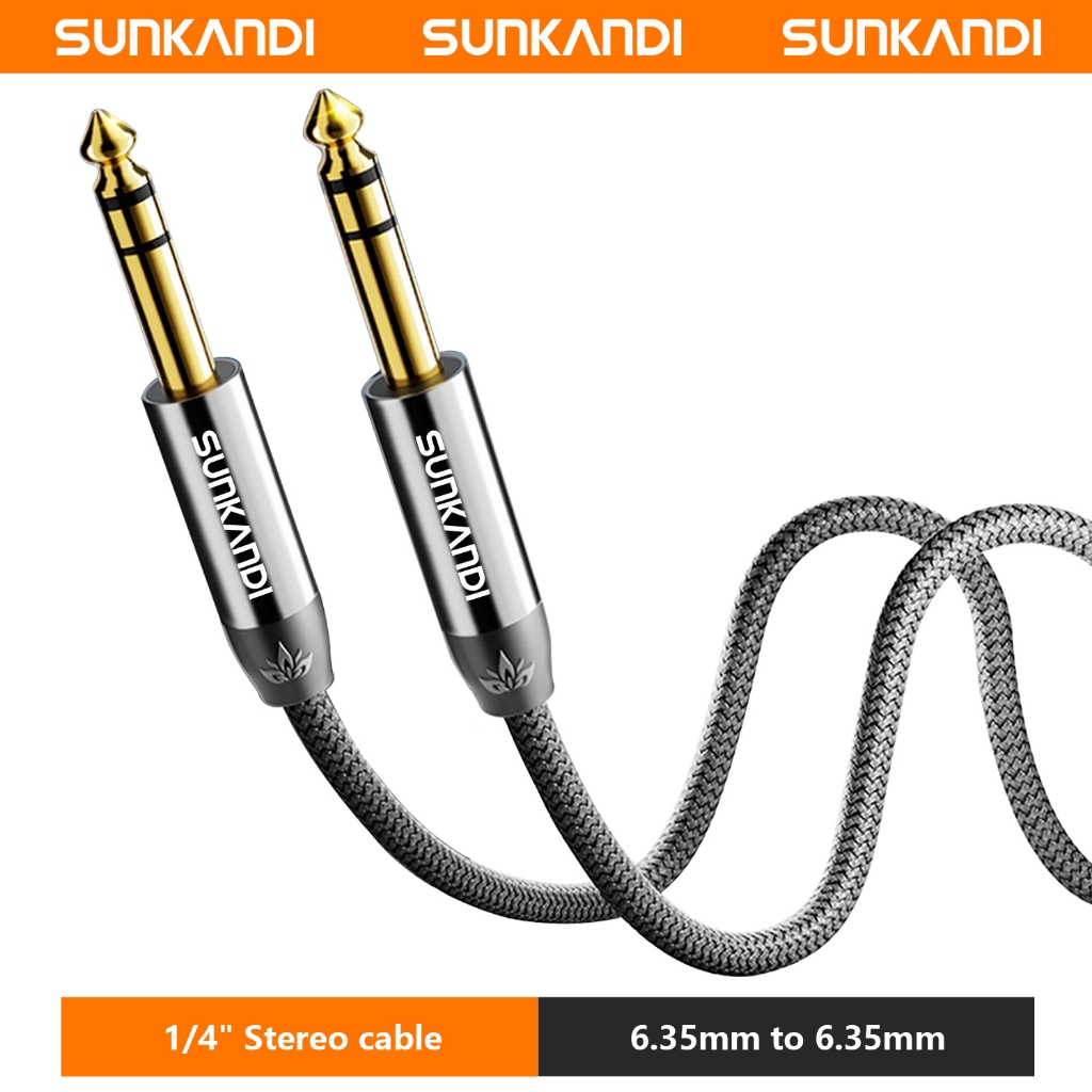 Sunkandi 6.35 มม.สายเครื่องมือสายกีตาร์, 6.35 มม.1/4 "ชาย TRS Gold-Plated แบบพกพา Balanced สเตอริโอสายสัญญาณเสียง