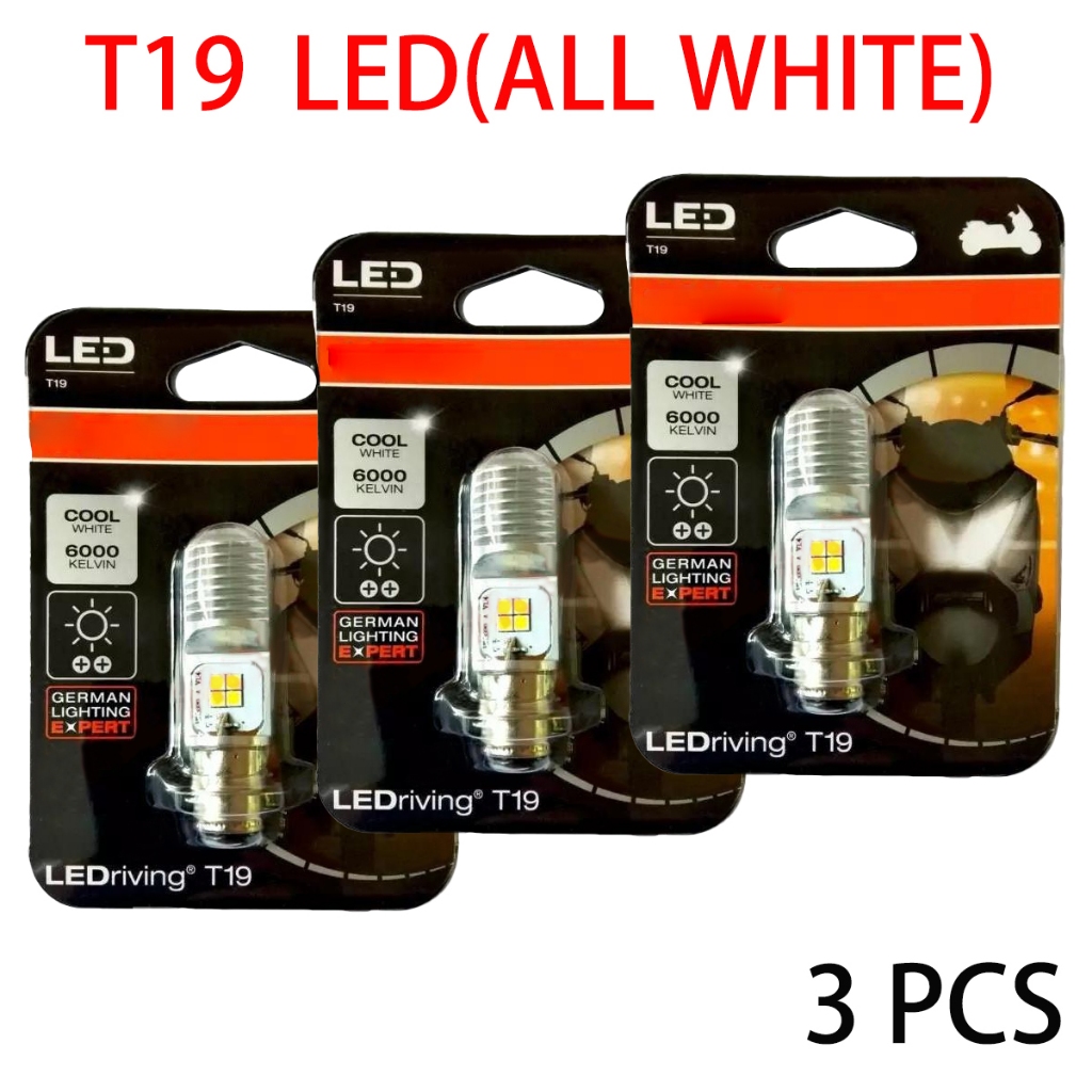 3pcs T19 Cool White รถจักรยานยนต์ H4 LED ไฟหน้าหลอดไฟ HI/LO Beam มอเตอร์หลอดไฟ LED
