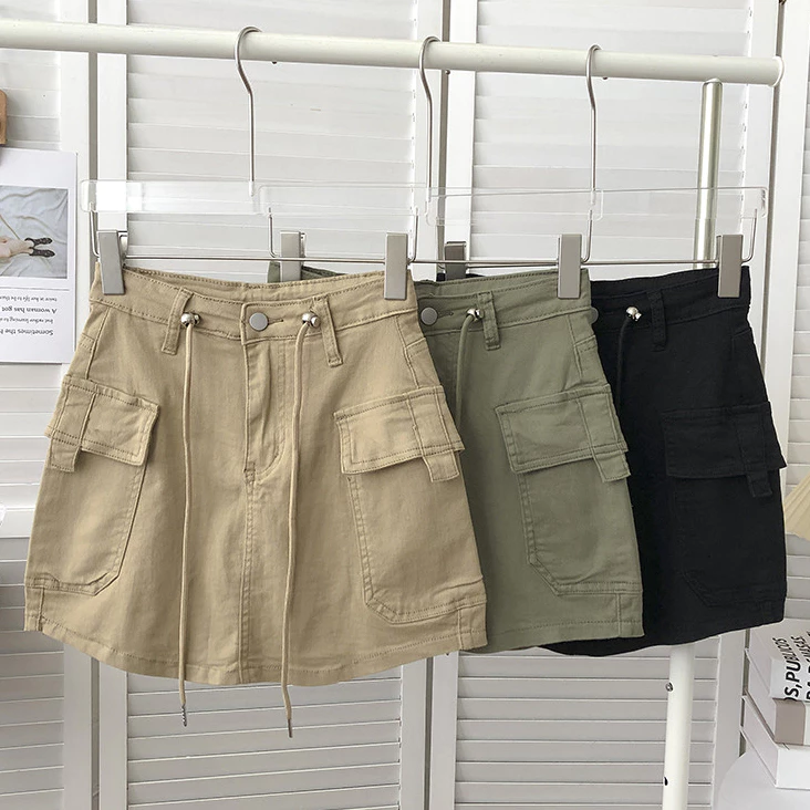 S-6XL กระโปรงยีนส์ผูกเชือกรองเท้าเอวสูงสำหรับผู้หญิง สไตล์เกาหลีเรโทรโร รูปแบบทั้งหมด เอนกประสงค์ที่ไม่ลื่นไหล