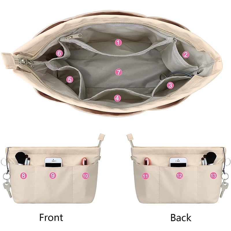 กระเป๋า Organizer ใส่ Zipped Top สําหรับ Tote Bag กระเป๋าถือ Shaper 13 กระเป๋า