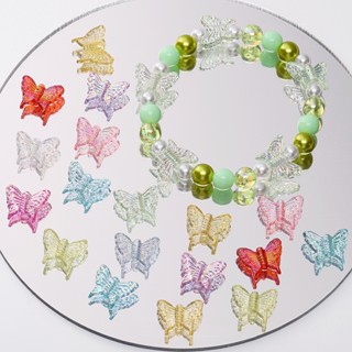 20ชิ้น [15x13มิลลิเมตร] ที่มีสีสันชุบผีเสื้อลูกปัดอะคริลิผีเ…