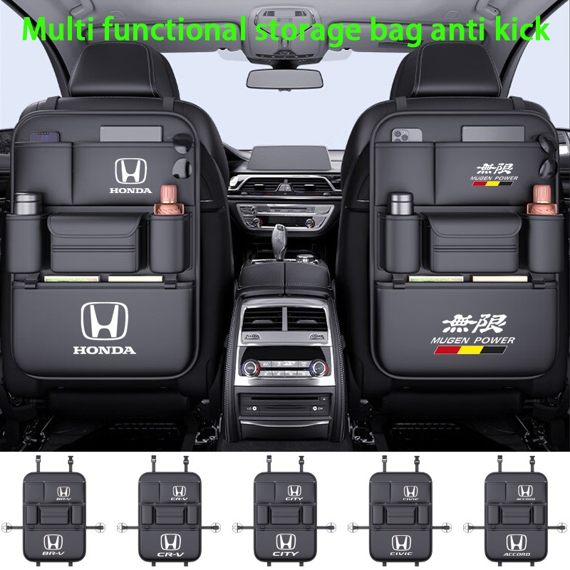 Honda รถที่นั่งหนังเก็บกระเป๋ารถแขวนกระเป๋าที่นั่งเก็บกระเป๋ารถอุปกรณ์เก็บกระเป๋า City Civci Fit Jazz HRV BRV CRV Brio Accord Lead mobiio