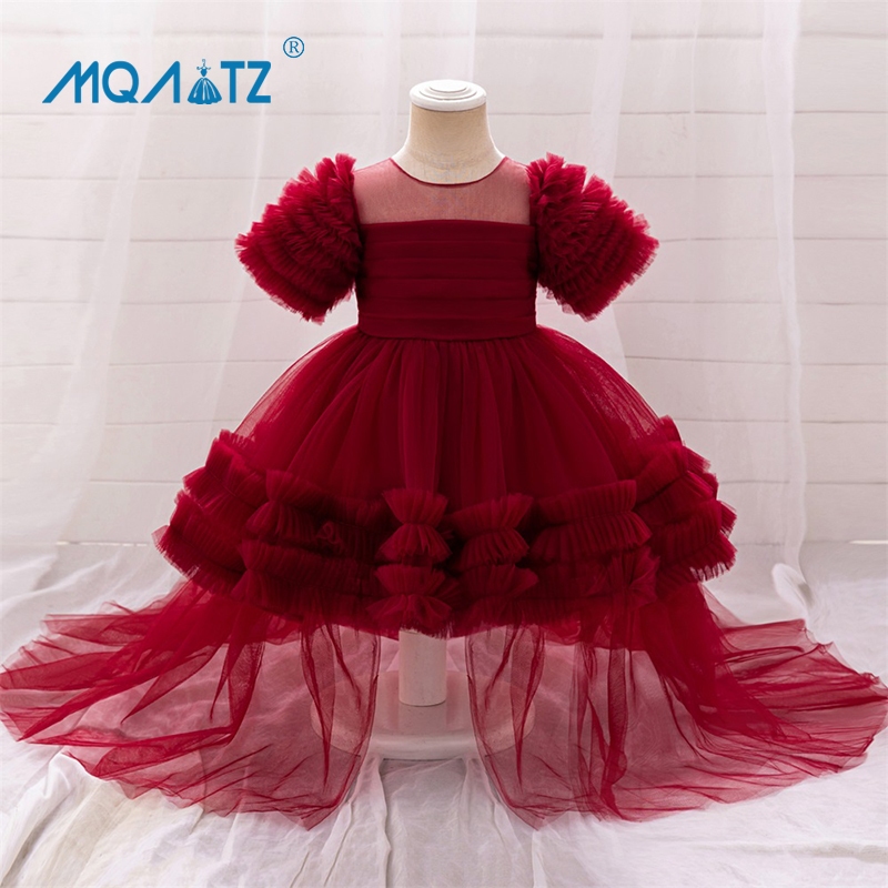 Mqatz ทารกแรกเกิด 1st วันเกิดชุดสําหรับเสื้อผ้าเด็กทารกลูกไม้ชุดเจ้าหญิง Baptismal Party Gown 6 12 เดือน L2298XZ