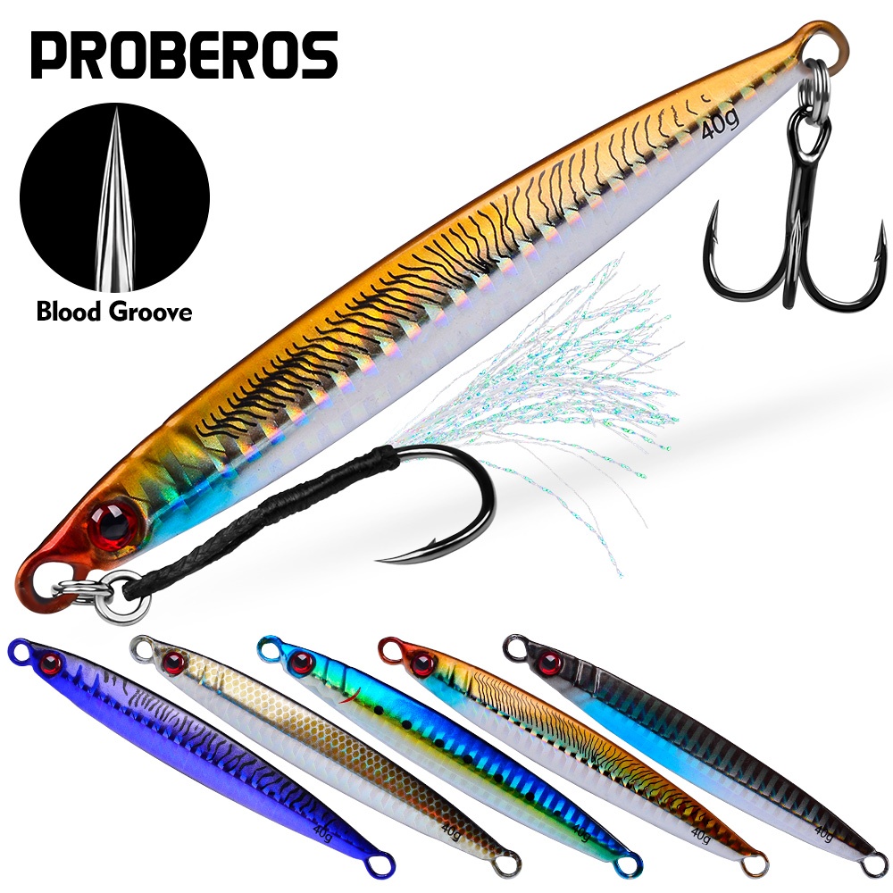 Proberos Premium Metal Casting Jig Lures with 3D Eyes - แอ็คชั่นการสั่นช้าที่สมจริงอย่างยกเว้นสําหรับตกปลาทะเลน้ําลึก ดีไซน์เหมือนจริง ก่อสร้างที่ทนทาน และต้านทาน F