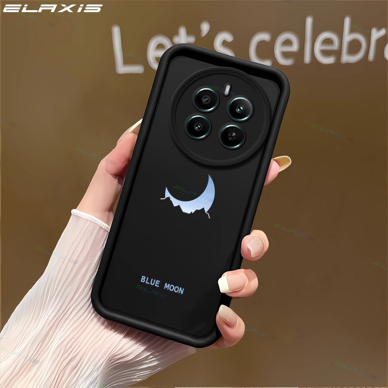 Elaxis สําหรับ Realme 12 + 5G เคสโทรศัพท์ Creative Blue Moon รูปแบบ Soft Matte กันกระแทกซิลิโคนนุ่ม TPU ฝาหลัง ES008