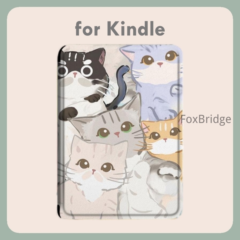 เคสจุดแมวน่ารัก 2024 Kindle 11th gen (6in) 2021 Paperwhite 5 (6.8in ) /4 (10th) /3/2/1 Smart Cover 2019 10th E-readers Full Protective Shell