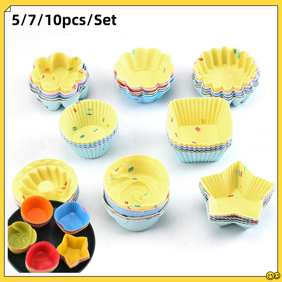 5/7 OST/10 ชิ้น/เซ็ตแม่พิมพ์เค้กซิลิโคนมัฟฟิน Cupcake แม่พิมพ์อบ DIY เครื่องมือตกแต่งเค้ก N