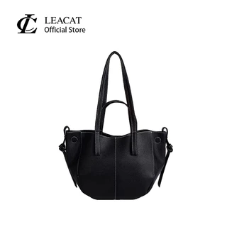 Leacat หนังนุ่ม niche wing bag tote bag premium sense กระเป๋าถือความจุขนาดใหญ่ combuting womens bag