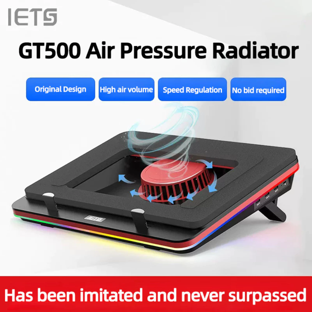 IETS GT500 พัดลมเทอร์โบทรงพลัง RGB แล็ปท็อป cooling Pad แล็ปท็อปสําหรับเล่นเกม cooling สําหรับ 13-17.3 นิ้วแล็ปท็อป Cooler
