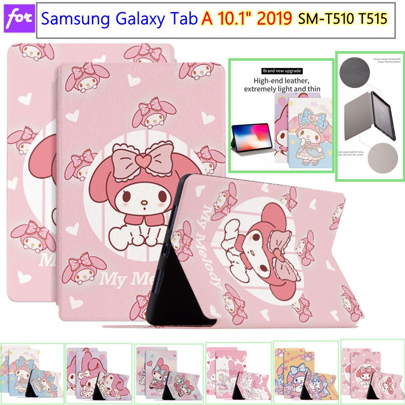 Samsung Galaxy Tab A 10.1 นิ้ว 2019 SM T510 T515 แท็บเล็ตป้องกันชุดการ์ตูนน่ารักรูปแบบอะนิเมะขาตั้งพ