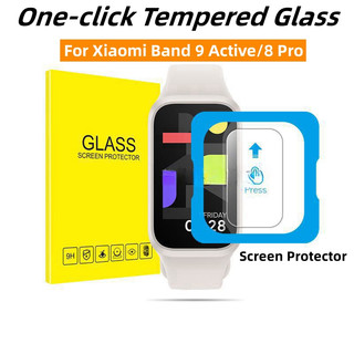 กระจกนิรภัยแบบคลิกเดียวสําหรับ Xiaomi Band 9 Active/8 Pro ปกป้องหน้าจอ Anti-scratch Full Coverage Film