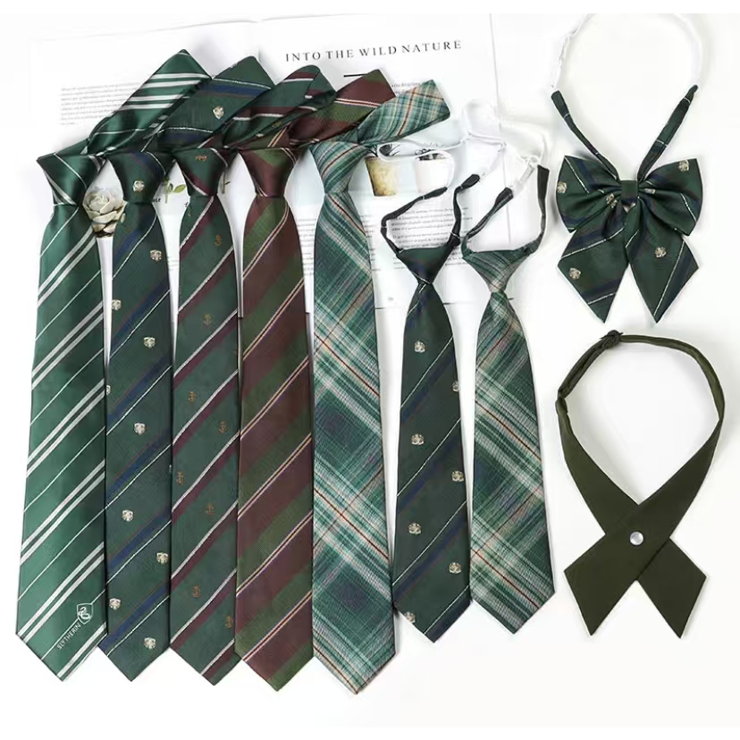 เน็คไทมือ เนคไทสีเขียว preppy แฟชั่นผู้หญิงโรงเรียน JK เน็คไทหญิง Kid man นักเรียน Lazy Tie